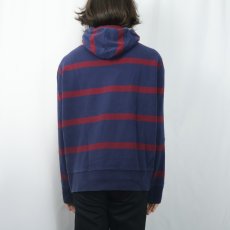 画像3: POLO Ralph Lauren ロゴ刺繍 ボーダー柄 スウェットフーディ L (3)
