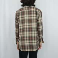 画像3: 60's PILGRIM オンブレーチェック柄 コットンオープンカラーシャツ M (3)