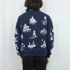 画像3: 90's MICHIGAN RAG CO. ライトハウス柄 プリントスウェット NAVY L (3)
