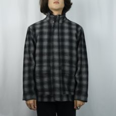 画像2:  Calvin Klein Jeans オンブレーチェック柄 ウールジップジャケット L (2)