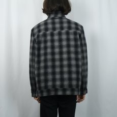 画像3:  Calvin Klein Jeans オンブレーチェック柄 ウールジップジャケット L (3)
