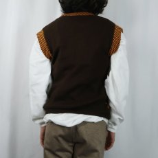 画像3: 70's Braten ENGLAND製 チェッカー柄 アクリルニットベスト L (3)