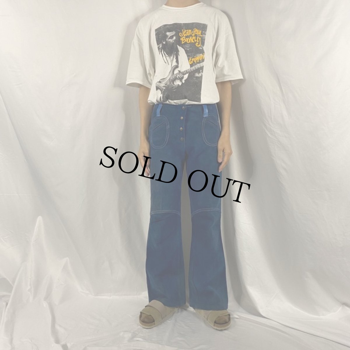 画像2: 70's "Blue Suede" フレアパンツ W31 (2)