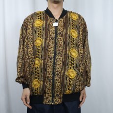 画像2: Addition-Elle CANADA製 総柄 レーヨンジップジャケット SIZE20 (2)