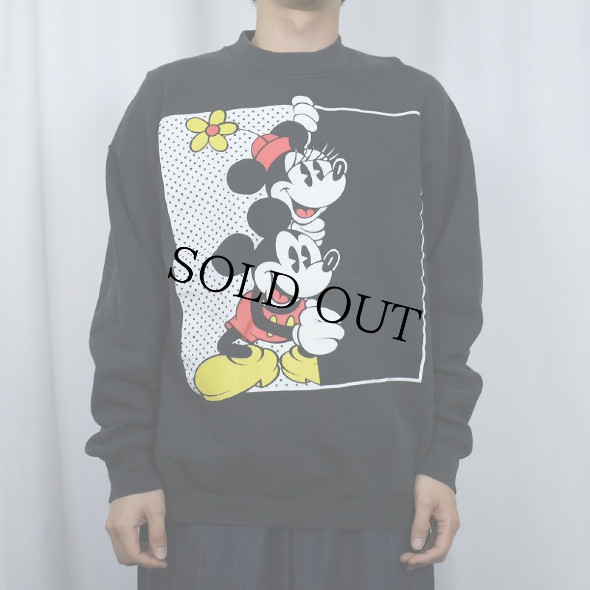 画像2: 90's MICKEY&CO. USA製 "ミッキー＆ミニー" キャラクタープリントスウェット BLACK XL (2)