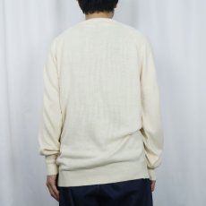 画像3: 80's Christian Dior USA製 ロゴ刺繍 Vネック アクリルニットセーター L (3)