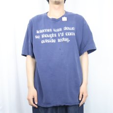 画像2: 90's "Internet was down..." メッセージプリントTシャツ NAVY XL (2)
