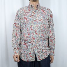 画像2: 90's BANANA REPUBLIC 総柄 コットンボタンダウンシャツ S (2)