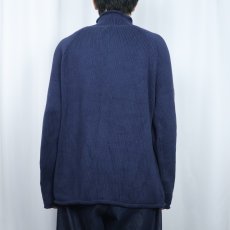 画像3: 90's J.CREW ロールネック コットンニットセーター NAVY M (3)