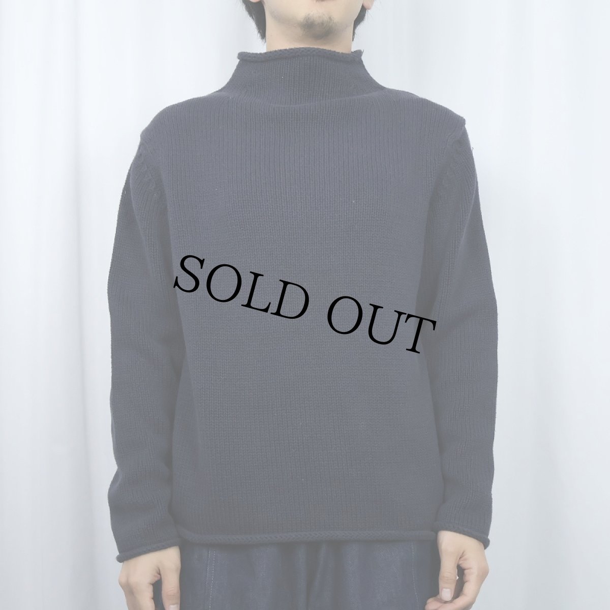 画像2: J.CREW ロールネック コットンニットセーター NAVY M (2)
