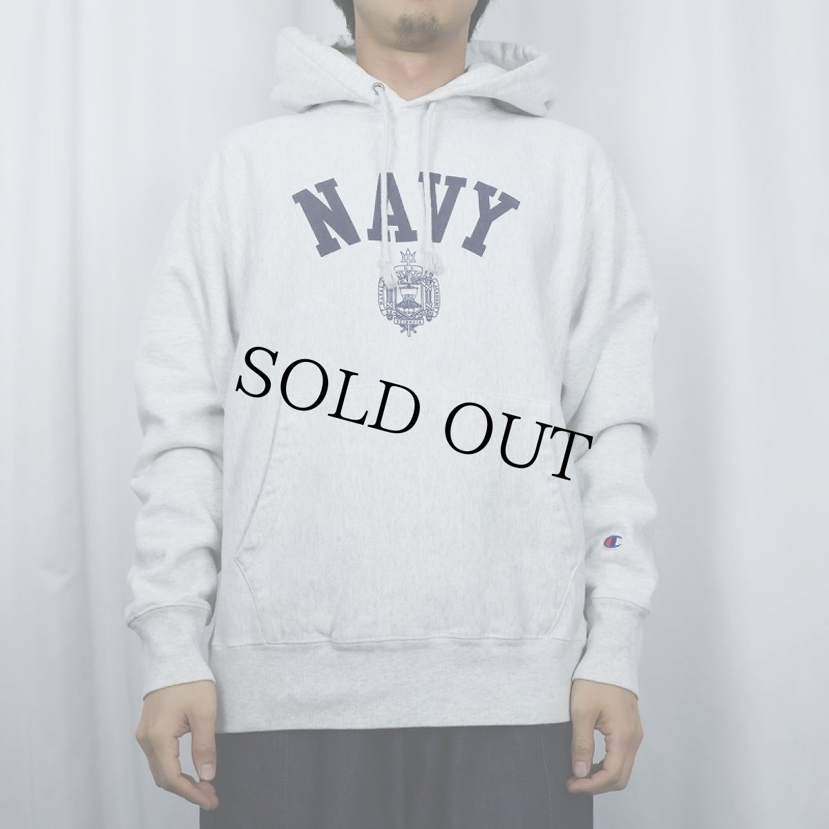 画像2: Champion REVERSE WEAVE "U.S.NAVY" プリントスウェットフーディー M (2)