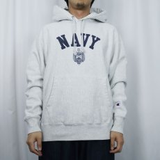 画像2: Champion REVERSE WEAVE "U.S.NAVY" プリントスウェットフーディー M (2)
