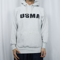 画像2: 90's BISTEX REVERSE WEAVE TYPE USA製 "USMA" プリントスウェットフーディー M (2)