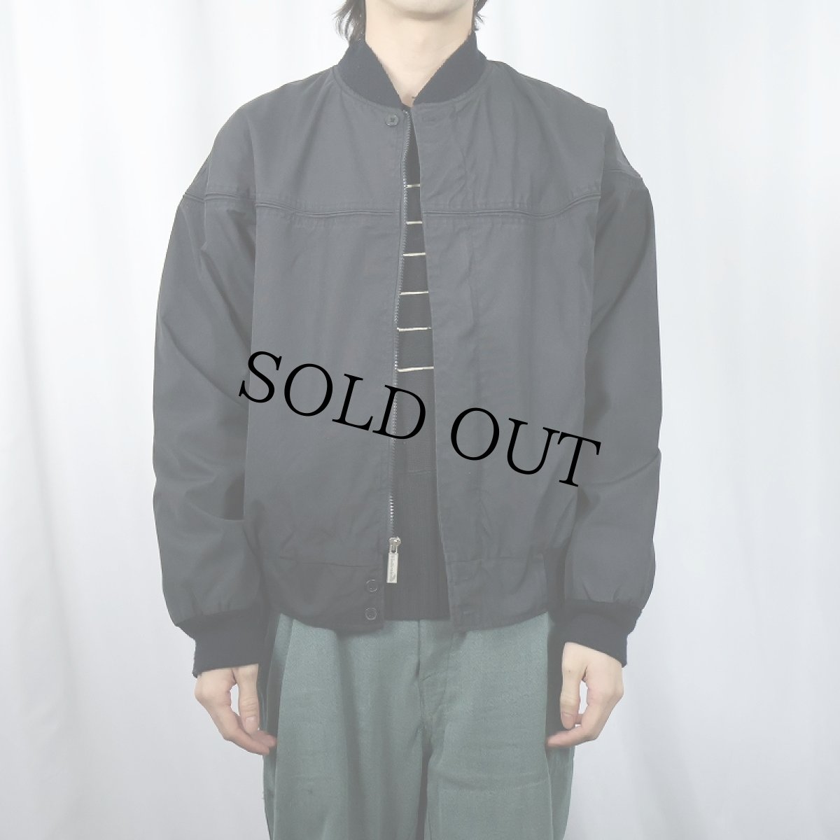 画像2: 90's WINDBREAKER ポリエステル×コットン ダービージャケット BLACK L (2)