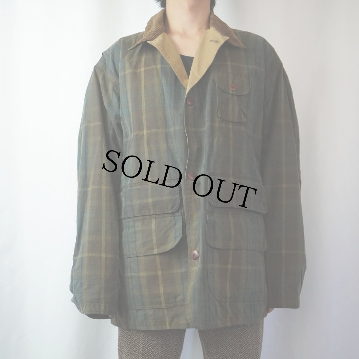 画像2: 90's〜 POLO Ralph Lauren チェック柄 オイルドハンティングジャケット L (2)