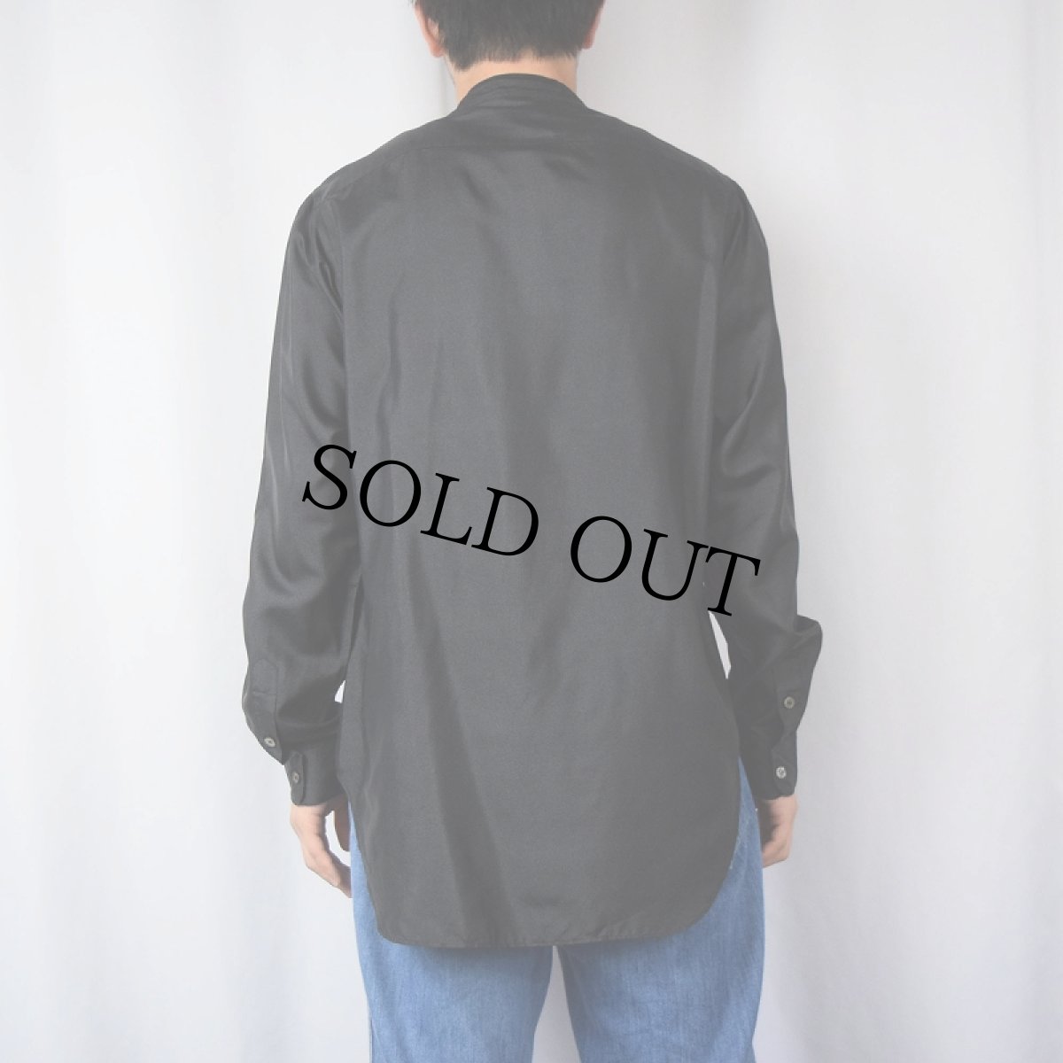 画像3: 70's Neiman-Marcus プリーツデザイン シルクドレスシャツ BLACK M (3)