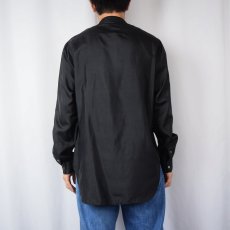 画像3: 70's Neiman-Marcus プリーツデザイン シルクドレスシャツ BLACK M (3)