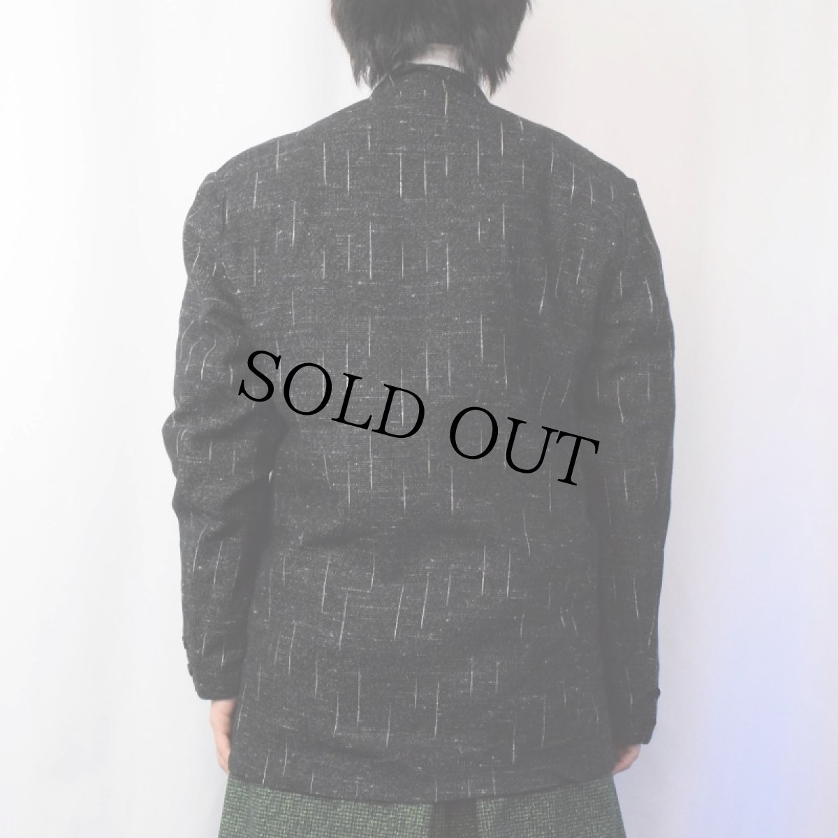 画像3: PRIVATE LINE カスリ柄 ダブルブレスト テーラードジャケット BLACK  (3)