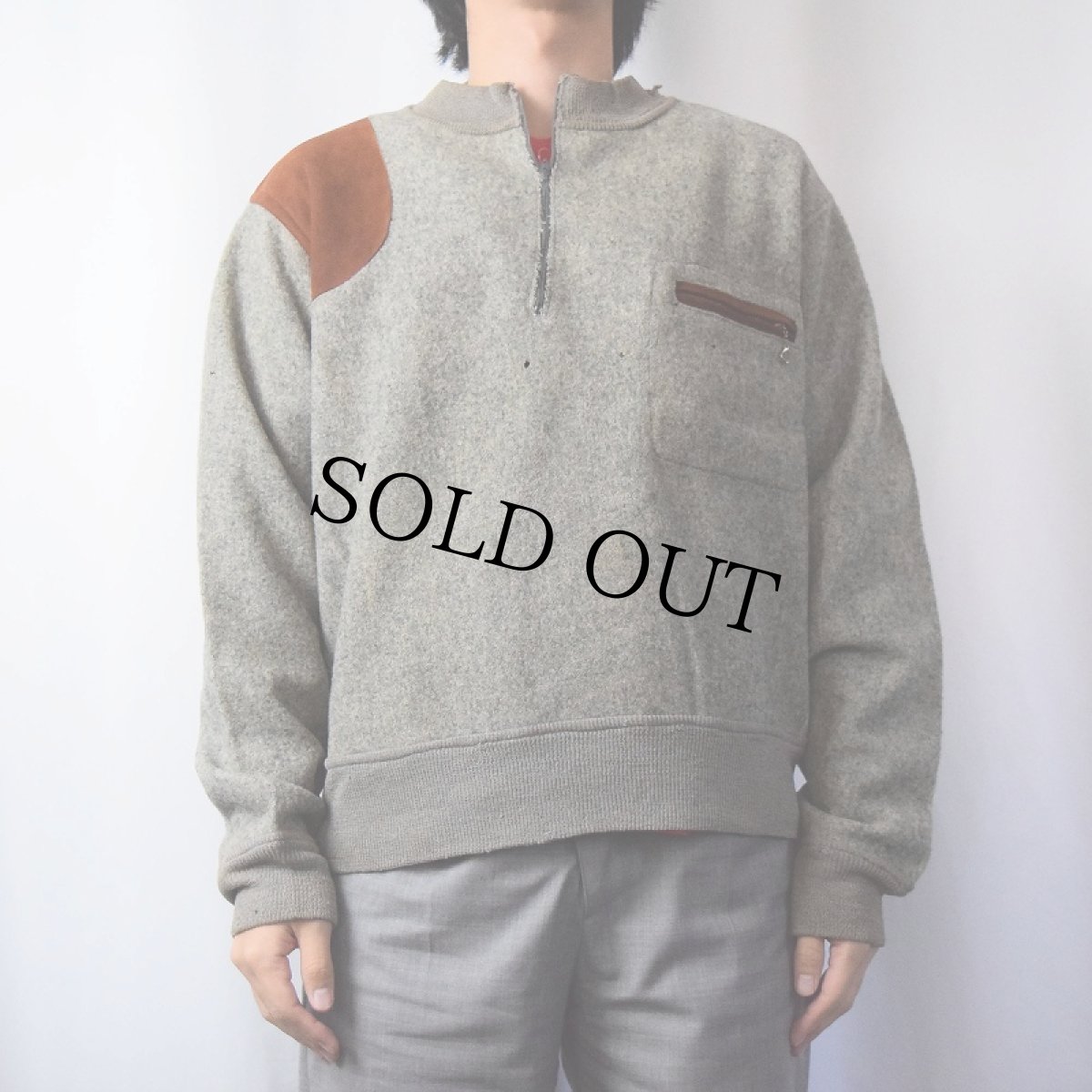 画像2: 50's GOKEYS ハーフジップ ウールハンティングスウェット  (2)