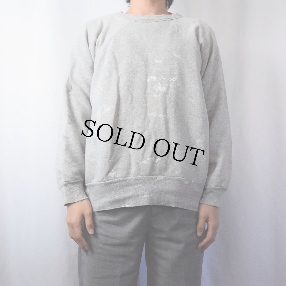 画像2: 50's Healthknit IRREGULAR ペンキペイント ラグランスウェット L (2)