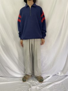 画像2: 90's〜 POLO Ralph Lauren 袖ラインデザイン ハーフジップスウェット L (2)