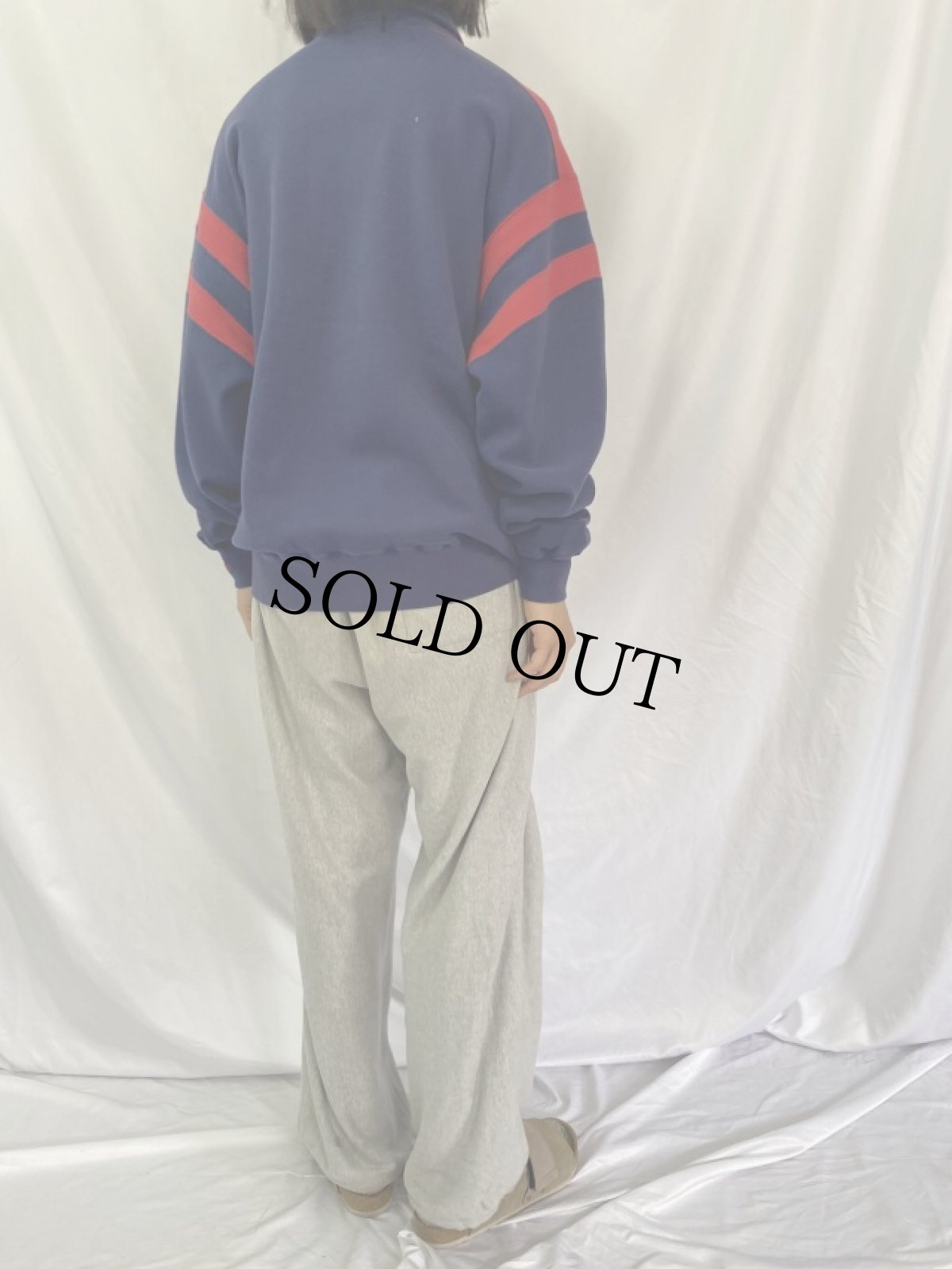 画像4: 90's〜 POLO Ralph Lauren 袖ラインデザイン ハーフジップスウェット L (4)