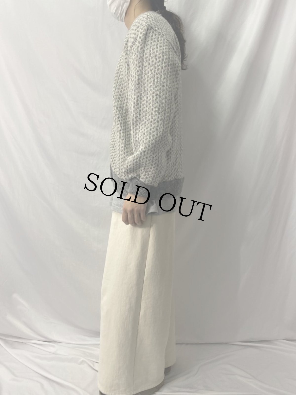 画像3: 70〜80's L.L.Bean NORWAY製 バーズアイ柄  ニットカーディガン L (3)