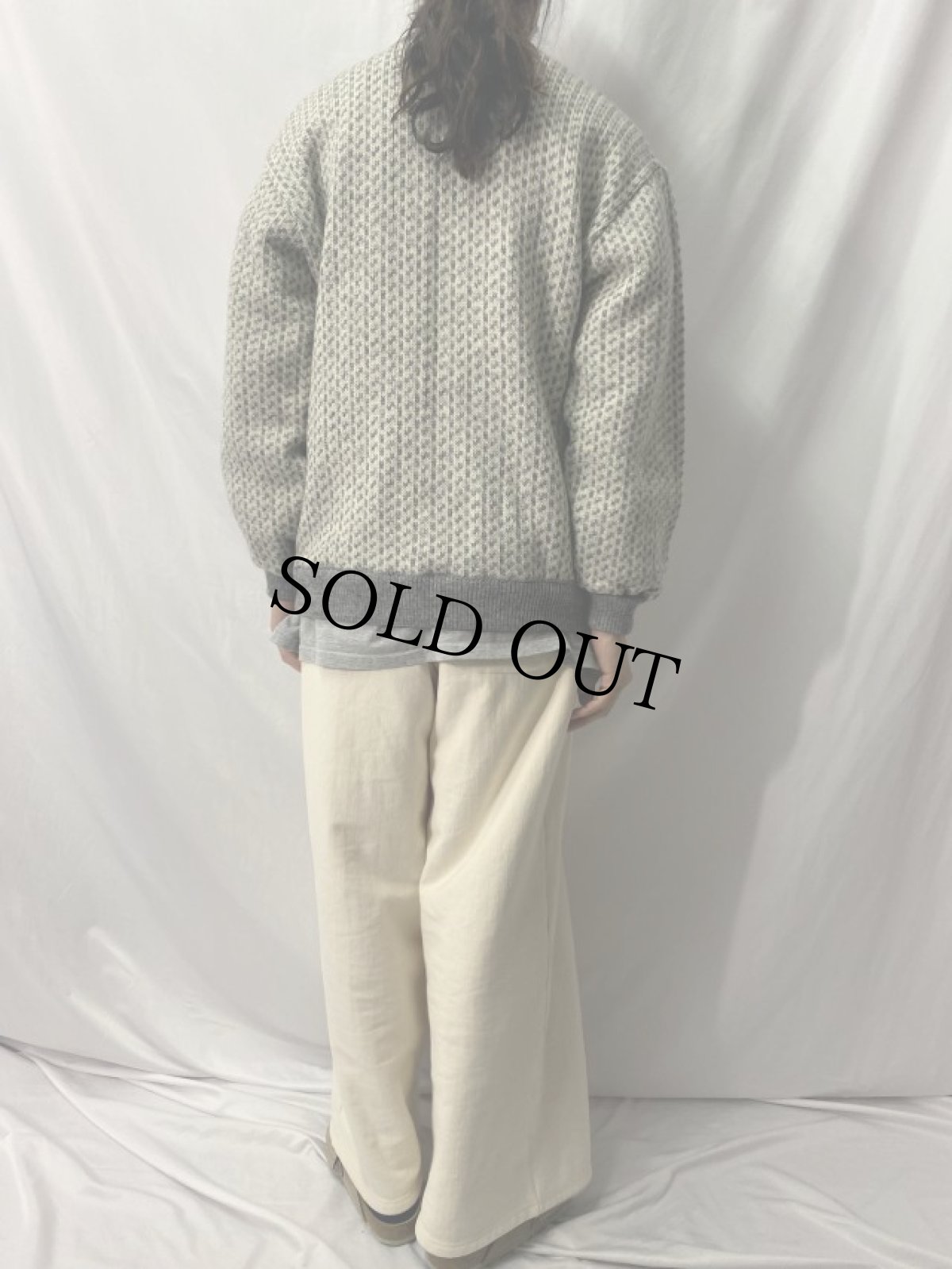 画像4: 70〜80's L.L.Bean NORWAY製 バーズアイ柄  ニットカーディガン L (4)