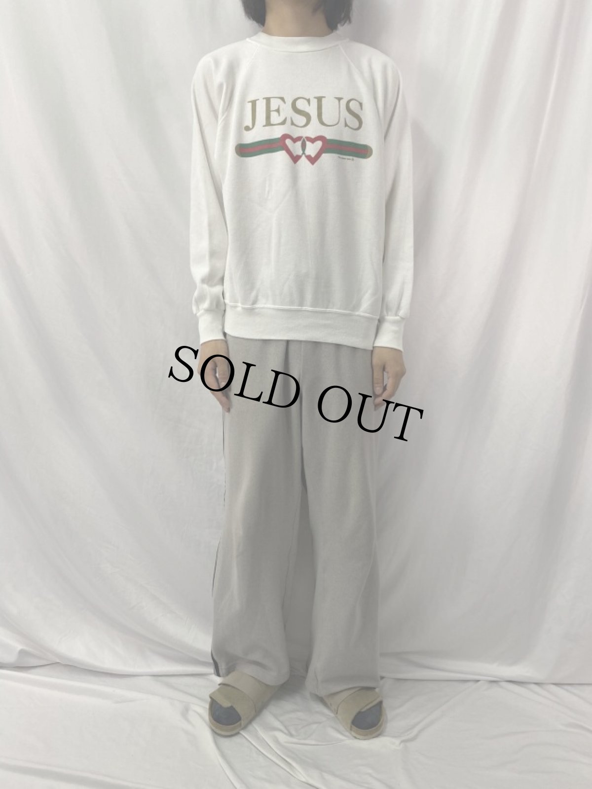 画像2: 90's JESUS USA製 パロディスウェット L (2)