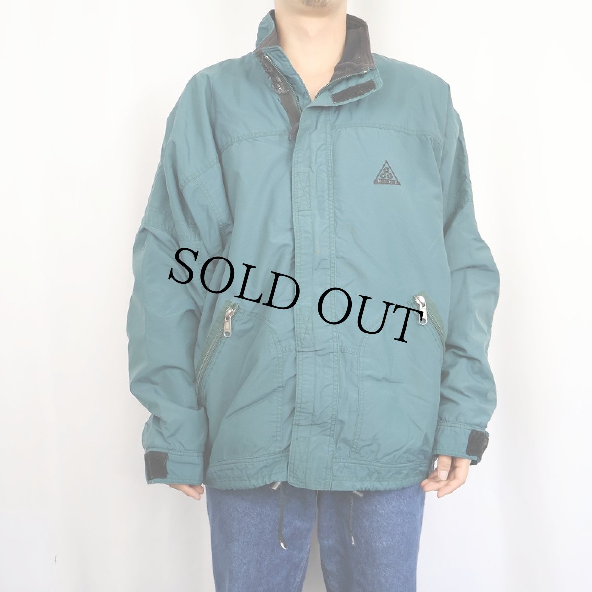 画像3: 90's NIKE ACG ロゴ刺繍 裏フリース ナイロンジップジャケット XL (3)