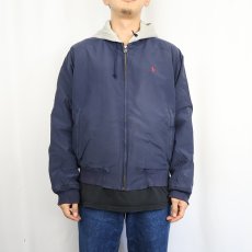 画像2: 90's POLO SPORT Ralph Lauren ロゴ刺繍 レイヤードデザイン フーディースイングトップ  NAVY M (2)