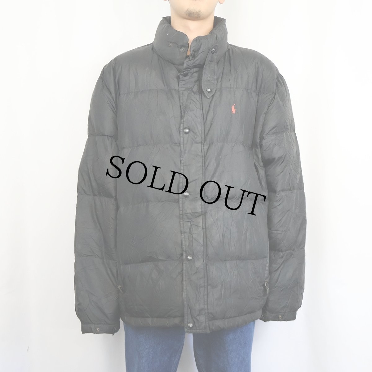 画像2: POLO Ralph Lauren ロゴ刺繍 ナイロンダウンジャケット BLACK XXL (2)