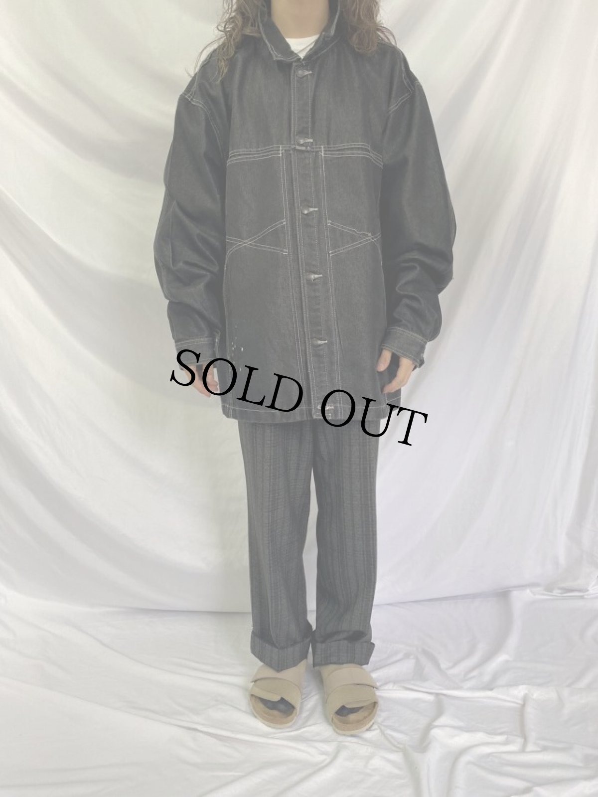 画像2: MARITHE＋FRANCOIS GIRBAUD ブラックデニムジャケット XXXL (2)