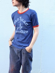 画像1: 70〜80's Di Cani "San Juan Puerto Rico" プリントリンガーTシャツ M (1)