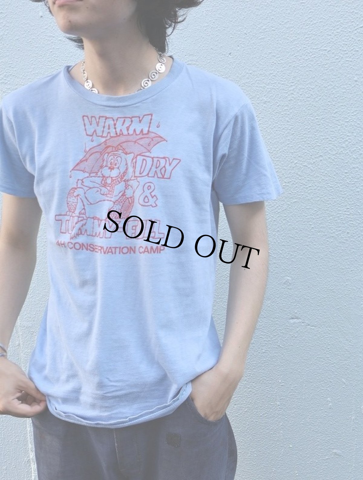 画像1: 70〜80's "WARM DAY & TUMMY-FULL" 犬プリントTシャツ  (1)