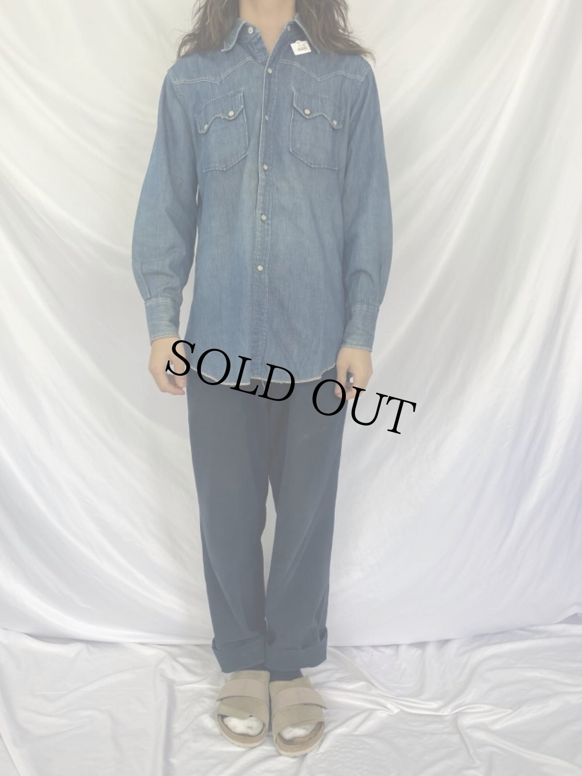 画像2: 50's H BAR C Ranchwear デニムウエスタンシャツ (2)