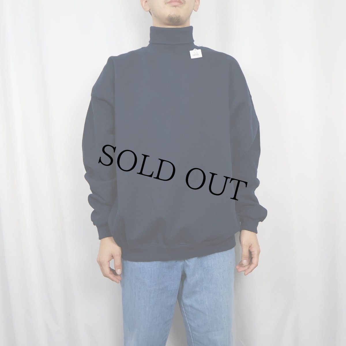 画像2: 90's TULTEX タートルネック無地スウェット NAVY XL (2)