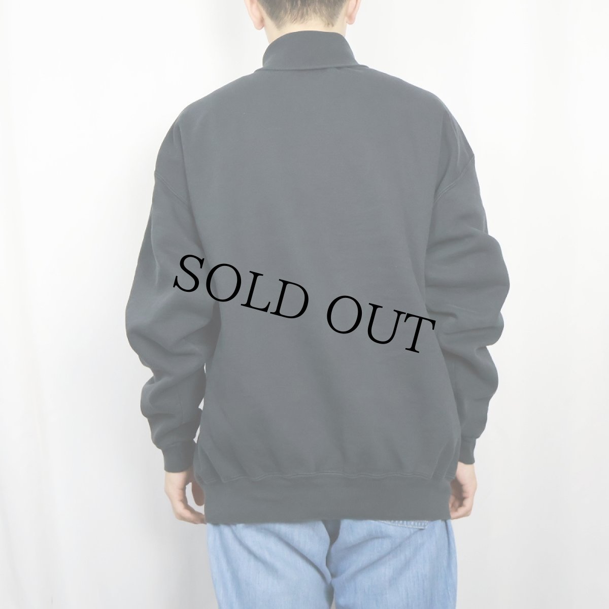 画像3: 90's LANDS' END USA製  タートルネック無地スウェット BLACK L (3)