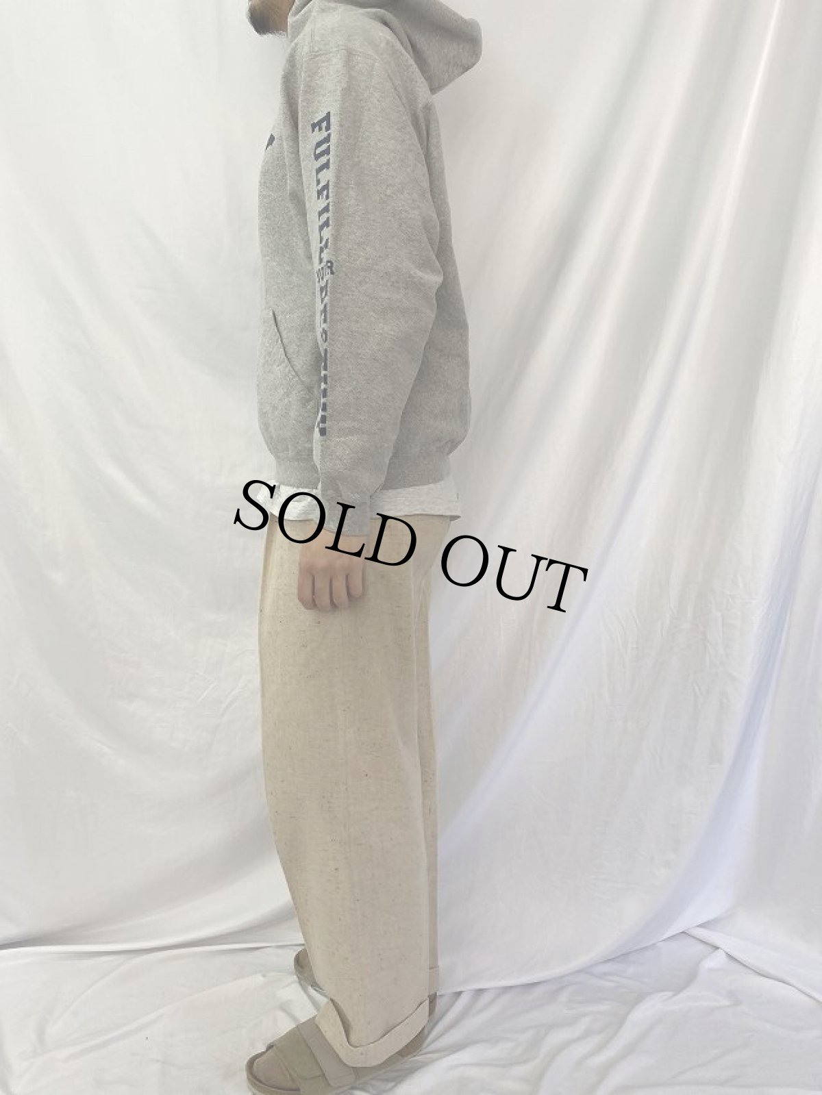 画像3: 90's U.S.NAVY USA製 袖プリント スウェットフーディー S (3)