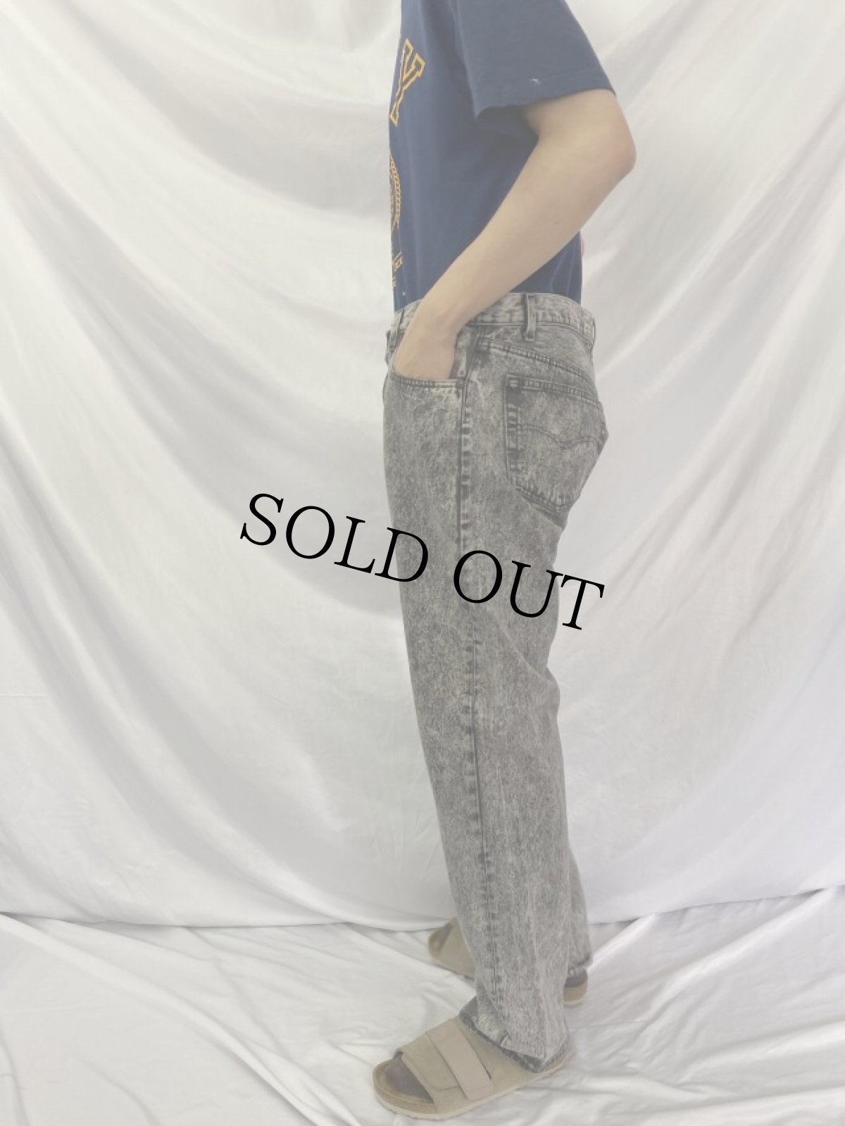 画像3: 80's Levi's 501 USA製 ケミカルウォッシュ ブラックデニムパンツ W38 (3)