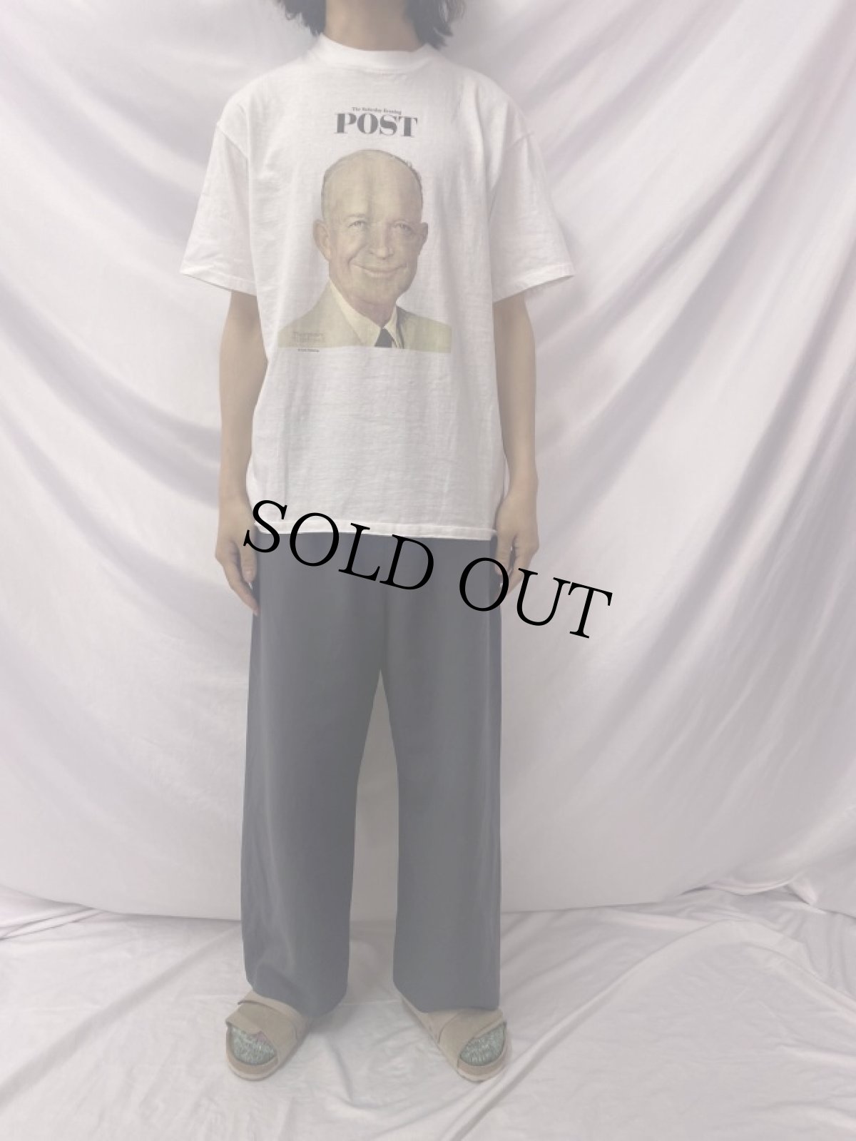 画像2: 90's Norman Rockwell  The Saturday Evening POST "Dwight Eisenhower" アートイラストTシャツ L (2)