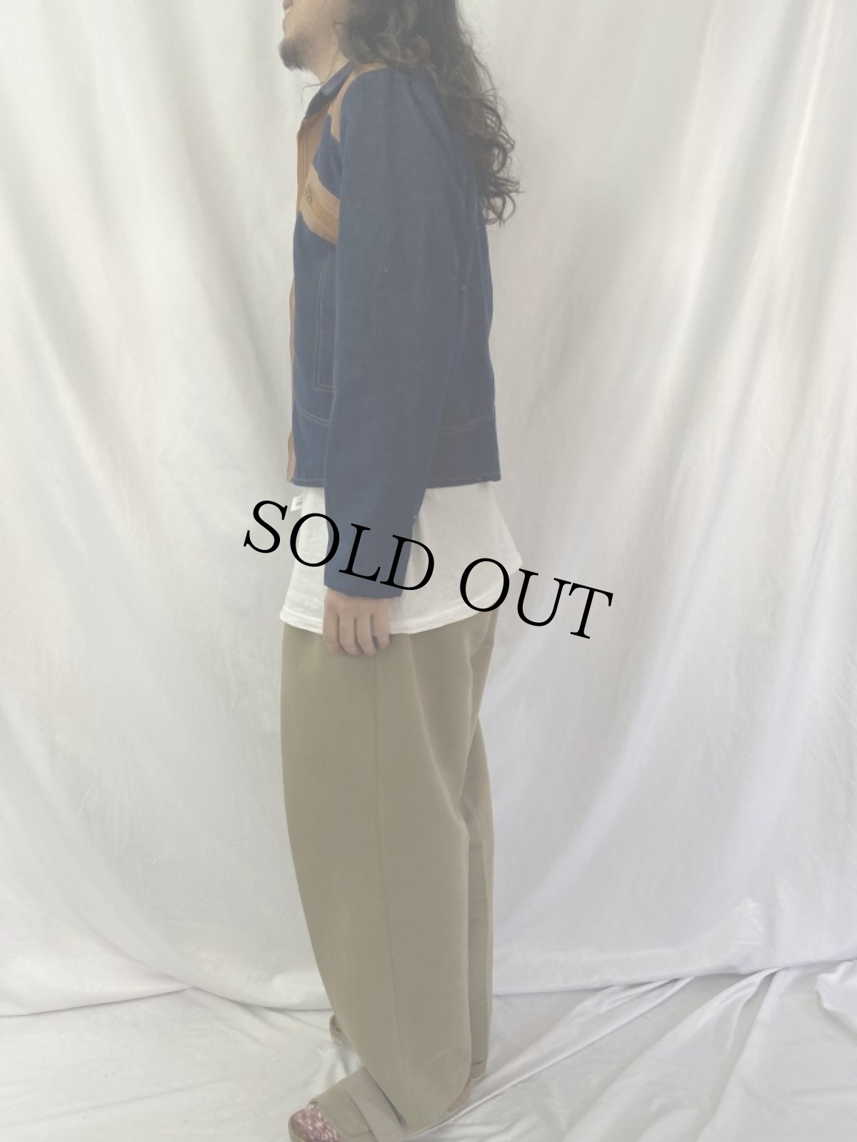 画像3: 70's レザー切り替えデニムジャケット (3)