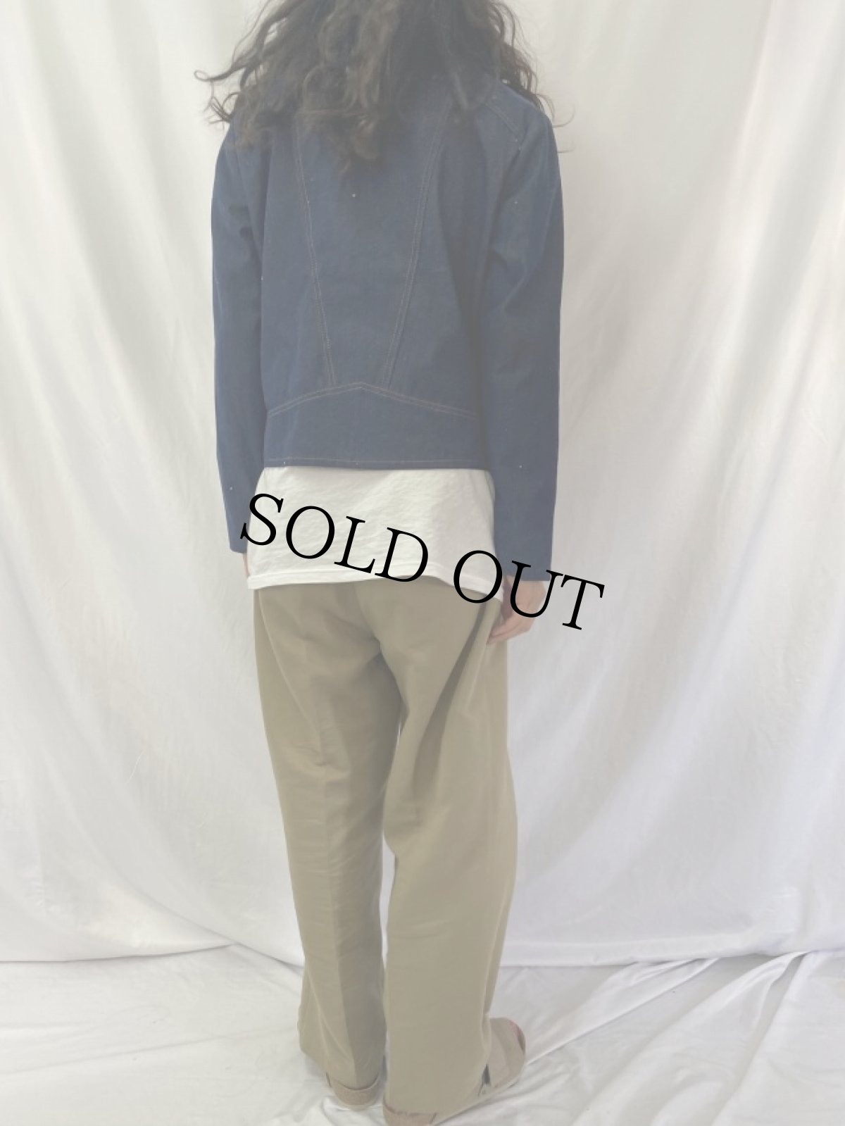 画像4: 70's レザー切り替えデニムジャケット (4)