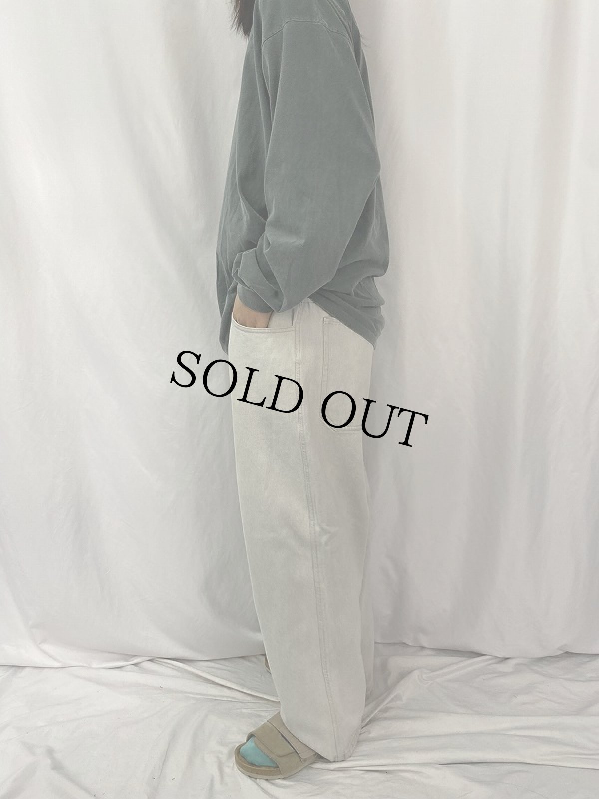 画像4: INTERSTATE ロゴ刺繍 ホワイトデニムパンツ W34 (4)