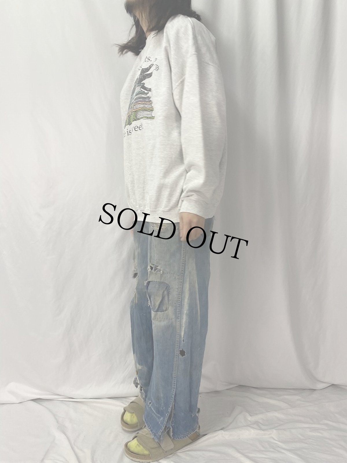 画像3: 90's Edward Gorey "books.cats." 本×ねこプリントスウェット XXL (3)