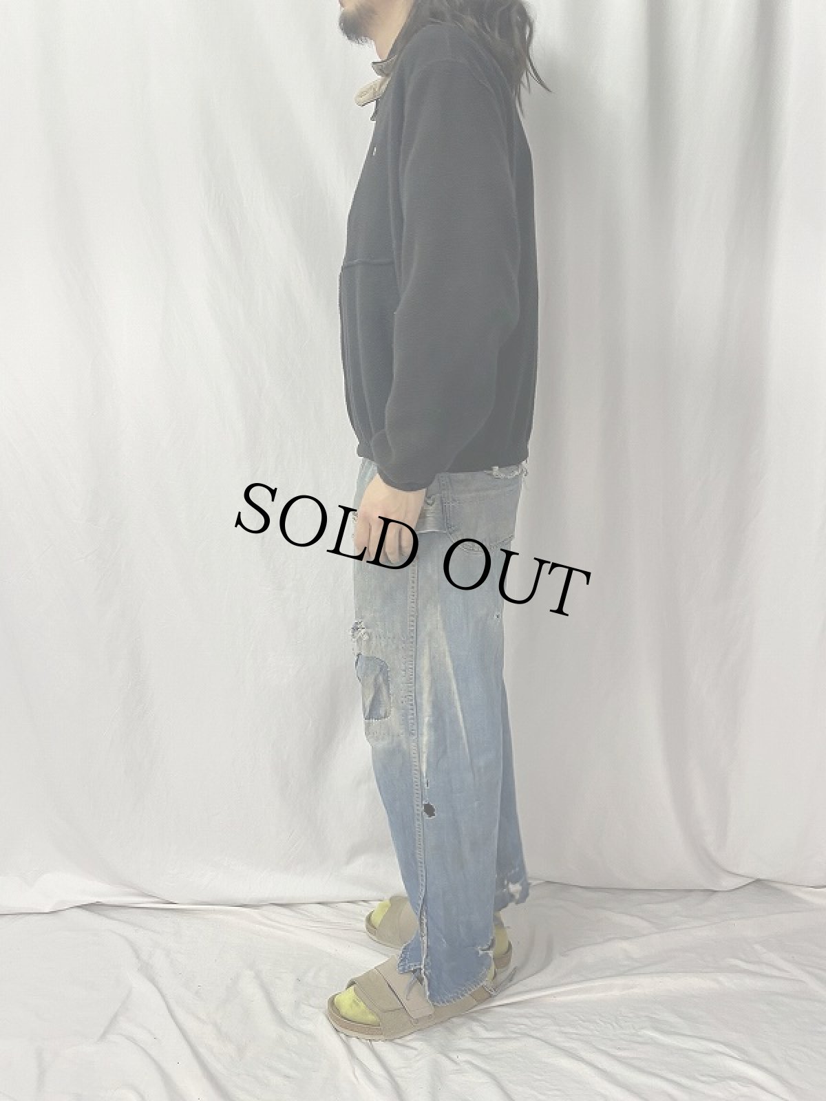 画像3: 90's POLO Ralph Lauren USA製 ロゴ刺繍 フリーススウィングトップ L BLACK (3)