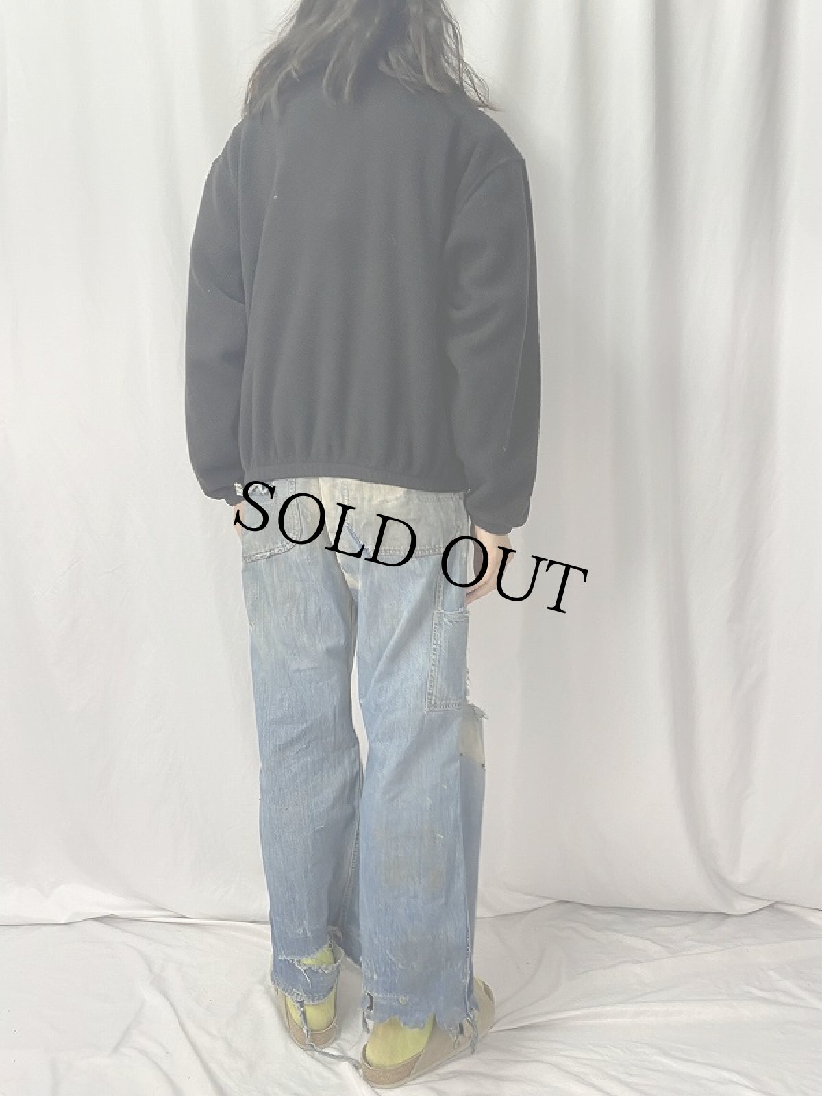 画像4: 90's POLO Ralph Lauren USA製 ロゴ刺繍 フリーススウィングトップ L BLACK (4)