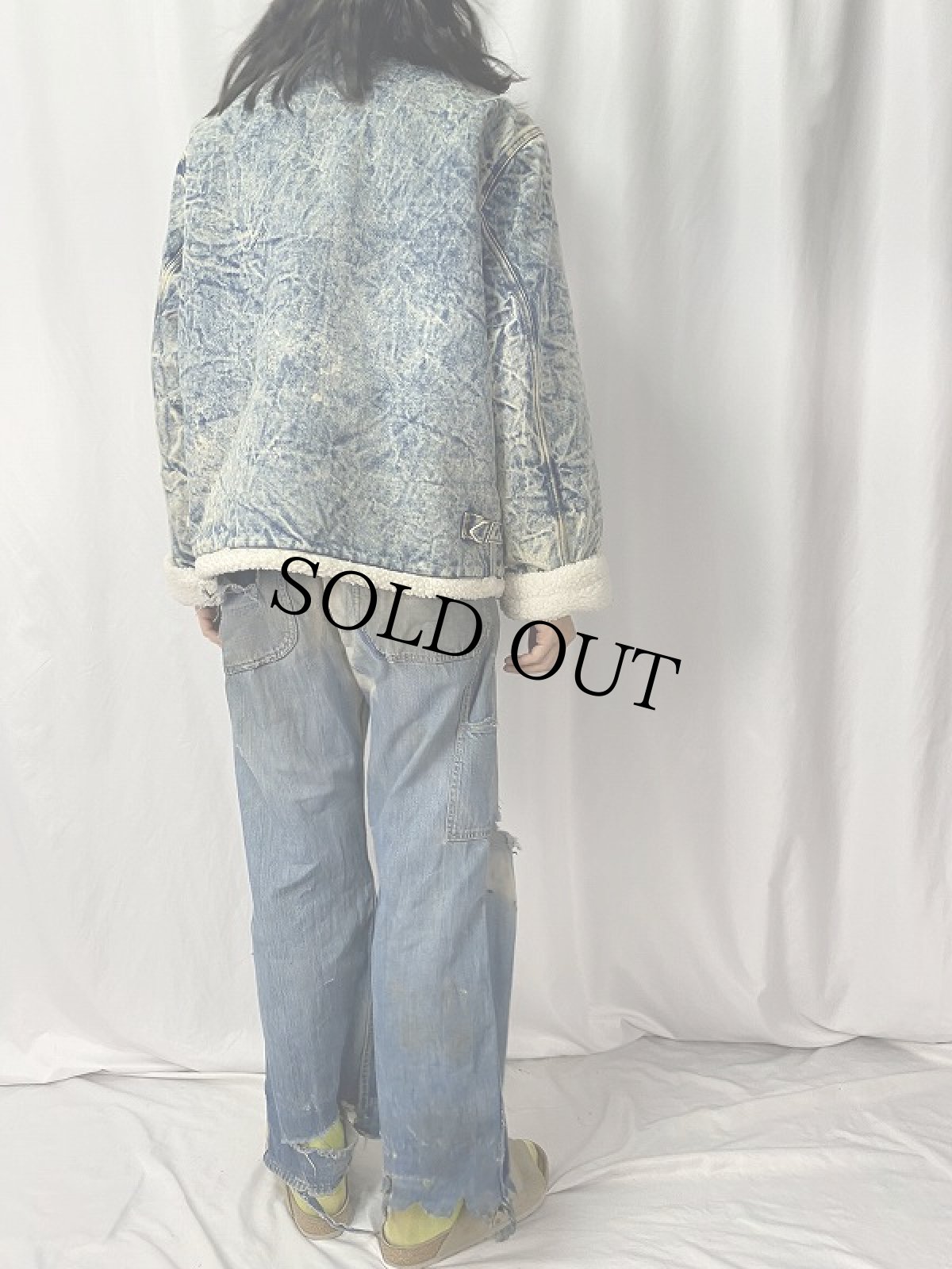 画像4: 80's INNER VIEW B-3TYPE ケミカルウォッシュ デニムボアジャケット M (4)