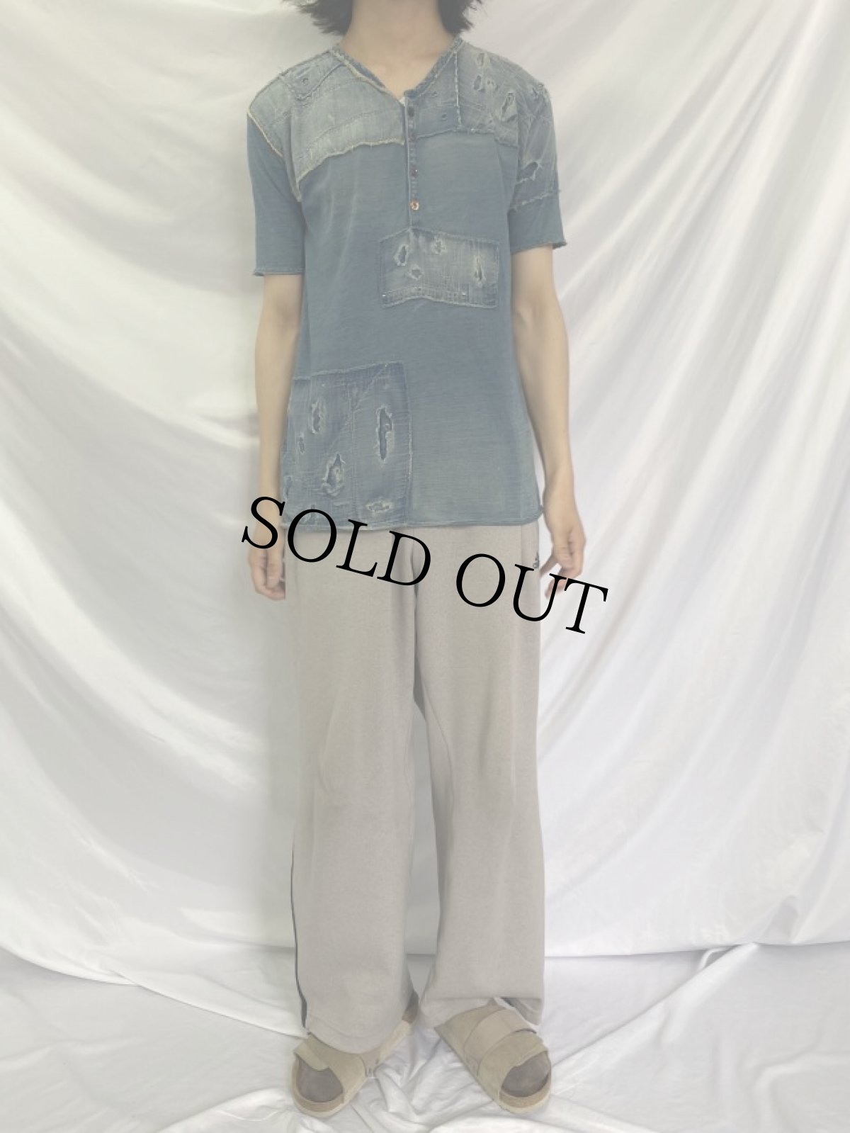 画像2: KAPITAL パッチワーク×襤褸加工 Tシャツ (2)