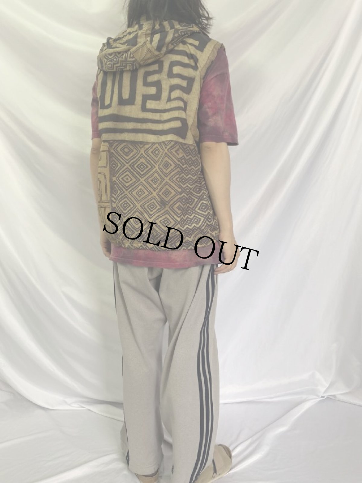 画像5: KAPITAL 総柄 フード付き ナイロンベスト M (5)